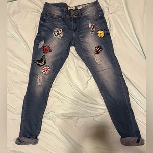 (2/$15) Indigo Rein Ankle Patchwork Jeans size 7